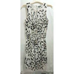Vince Camuto Dress Casual Slvlss Leopard Stretch Waist Medium Knee Lined Pockets